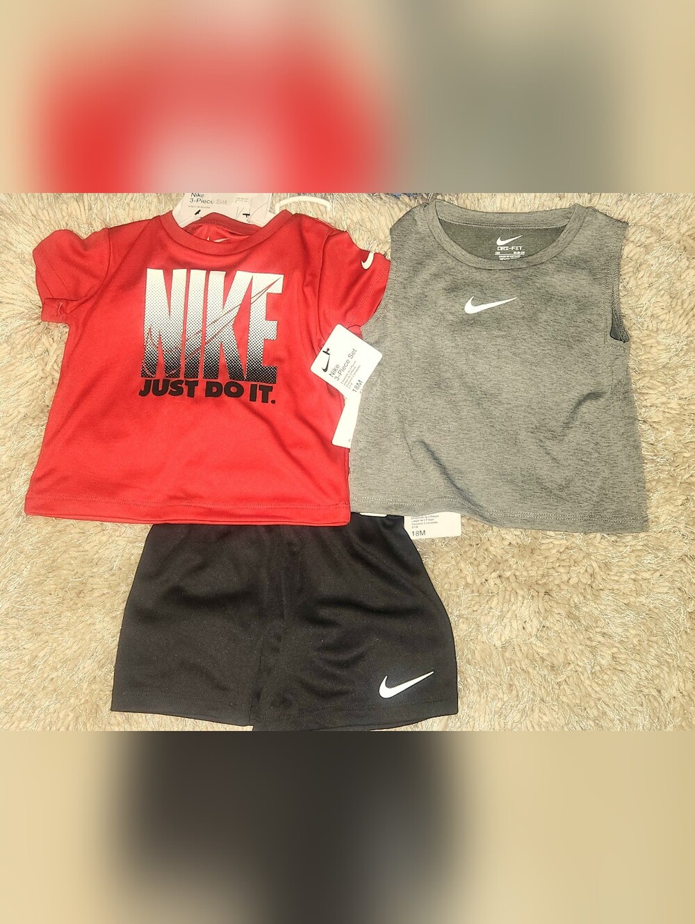NEW - NIKE DRI FIT 3pc SHORT SET FOR LITTLE BOYS (Size 12m  & 18m)